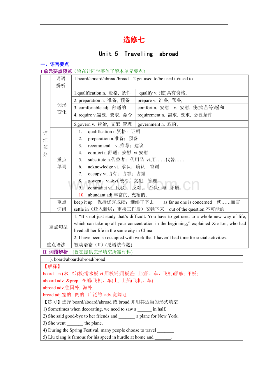 选修七unit5知识点.doc_第1页