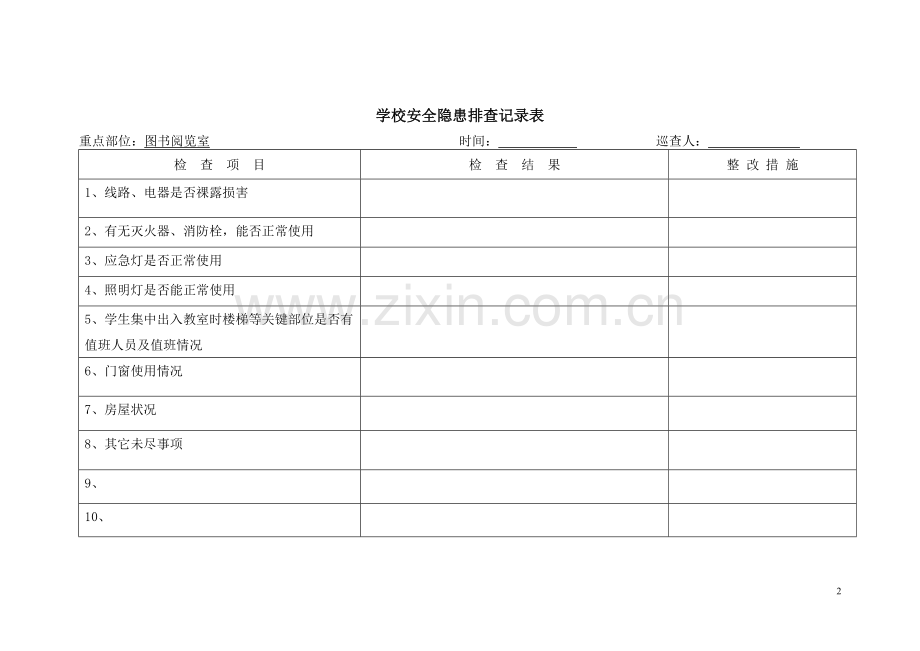 校园安全隐患排查记录表.doc_第2页