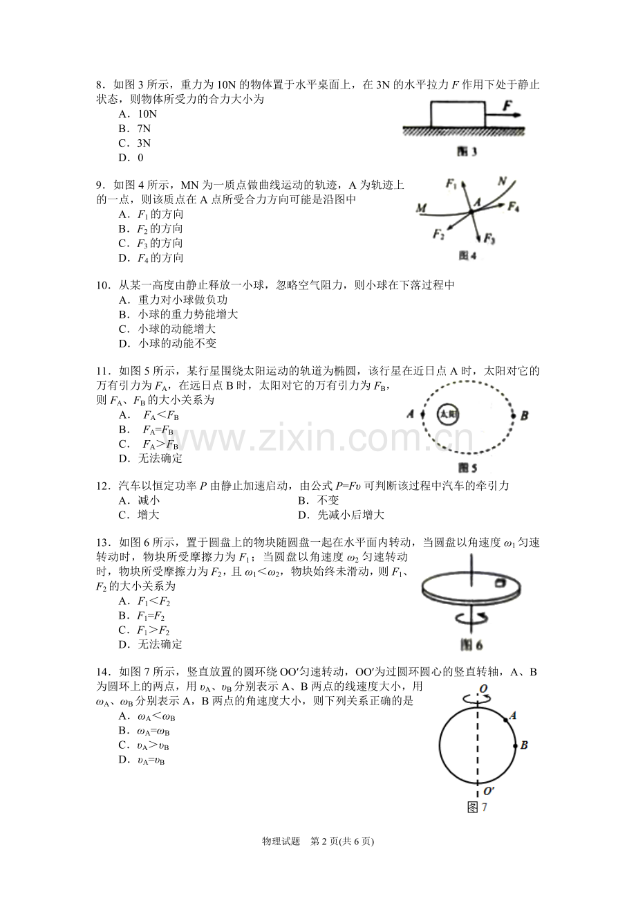 2018年湖南省普通高中学业水平考试物理试卷及答案.doc_第2页