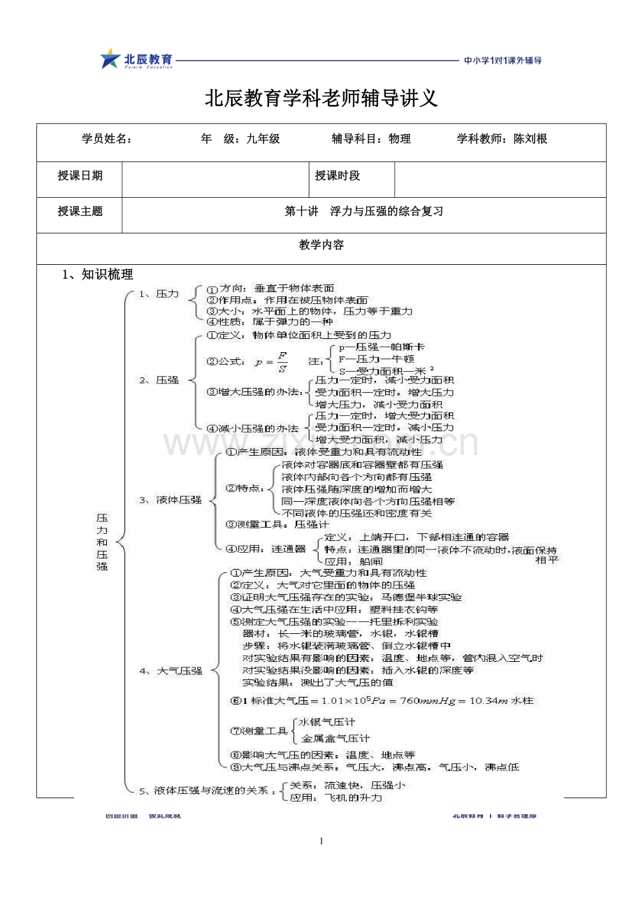 第十讲压强与浮力的综合复习.doc_第1页