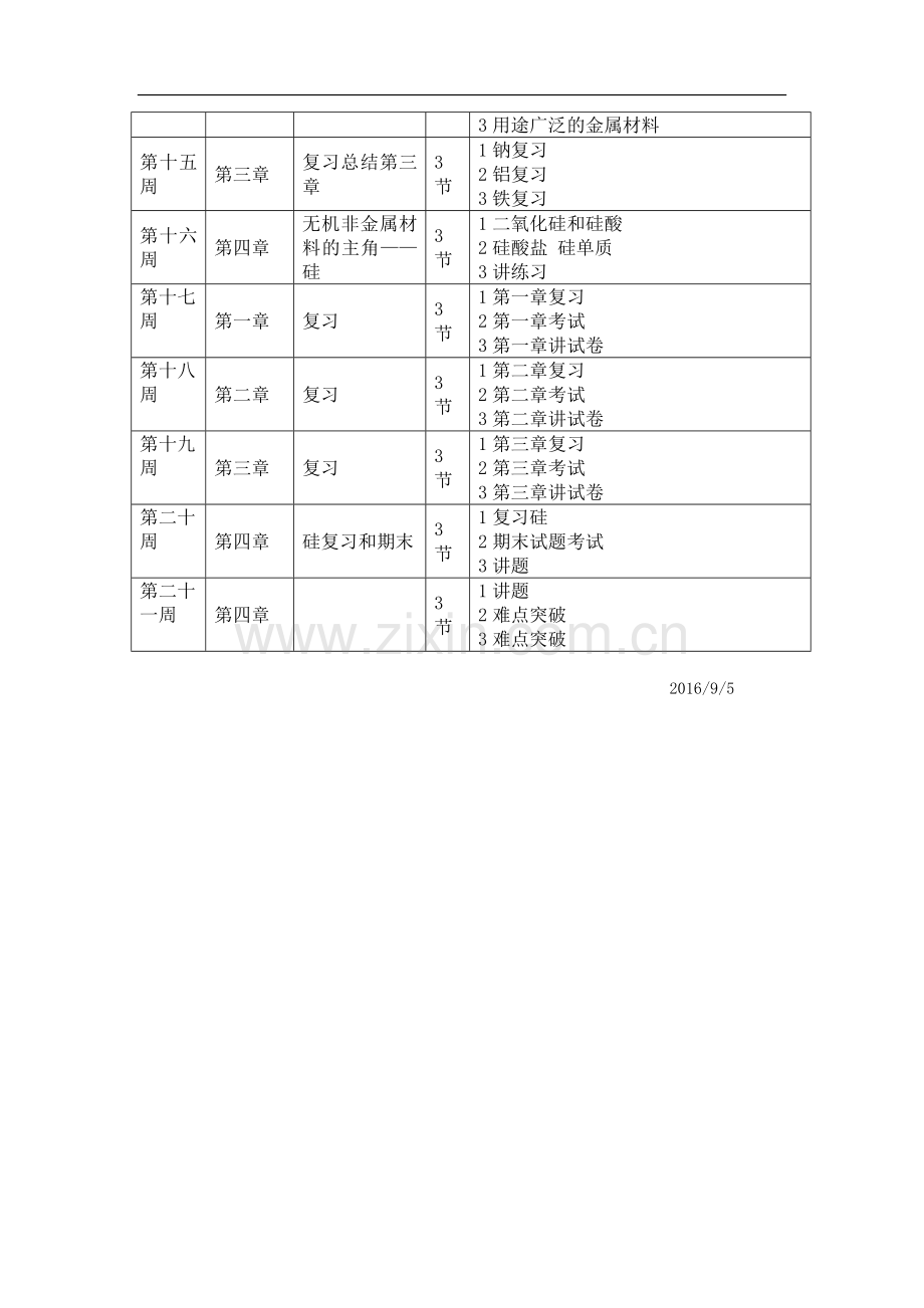 高一化学必修1教学计划2016-2017.doc_第3页