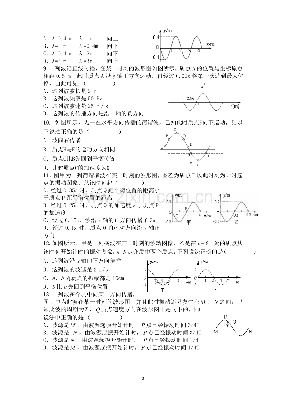 机械振动和机械波测试题.doc_第2页