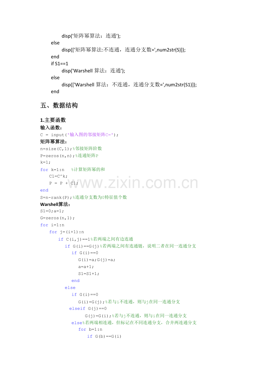 图的连通性判断matlab实验报告.doc_第3页