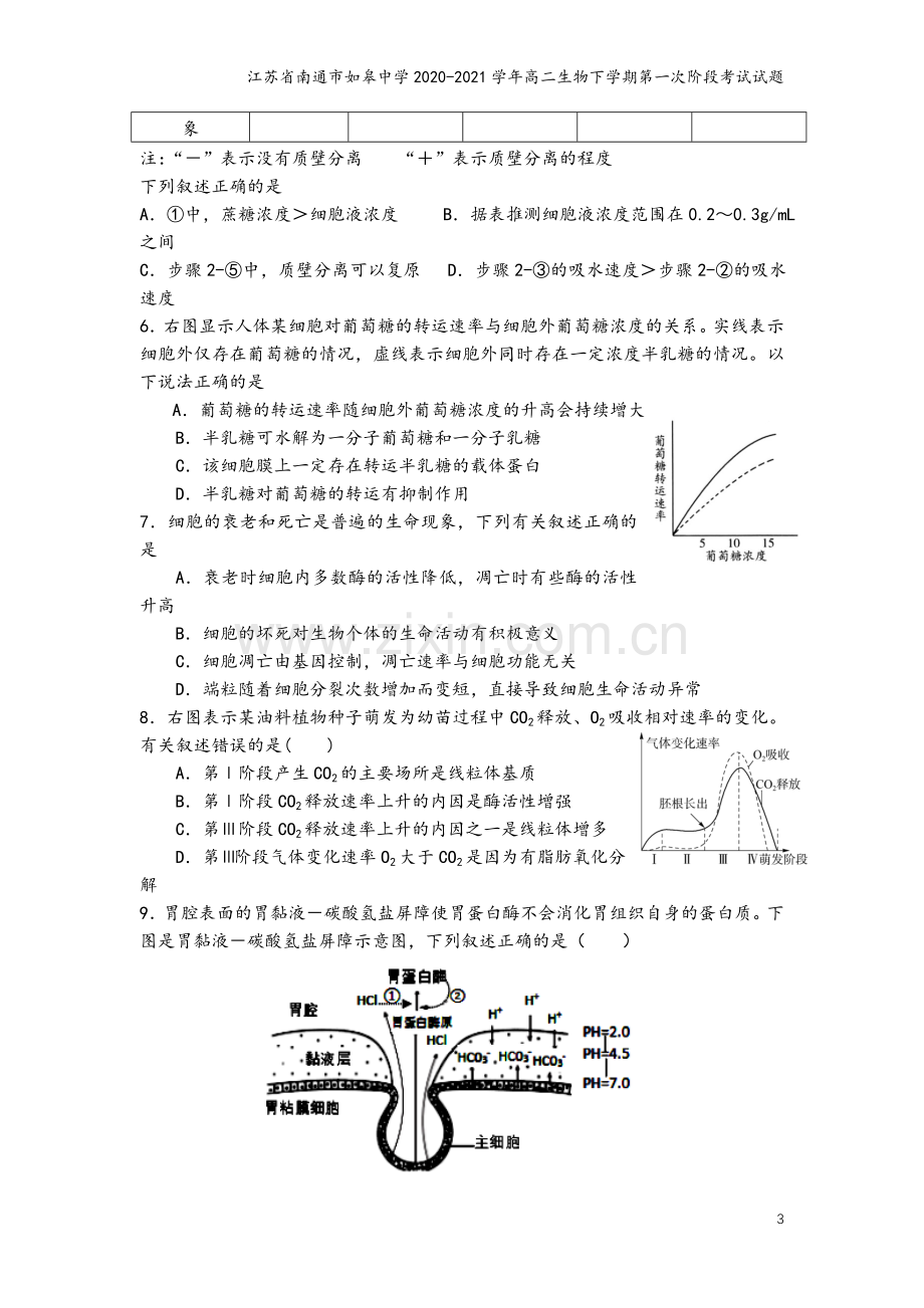 江苏省南通市如皋中学2020-2021学年高二生物下学期第一次阶段考试试题.doc_第3页