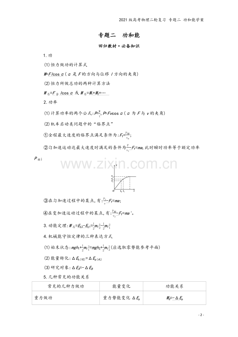 2021版高考物理二轮复习-专题二-功和能学案.docx_第2页