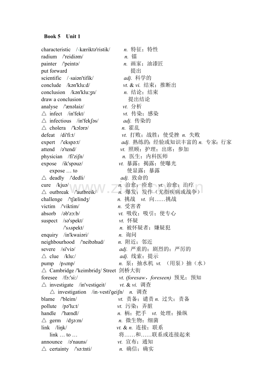 高一英语必修五单词表.doc_第1页