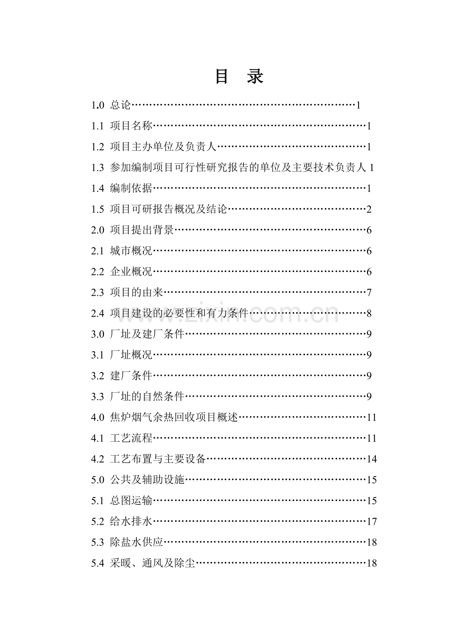 焦炉烟道气余热回收利用技改项目可行性论证报告.doc_第1页