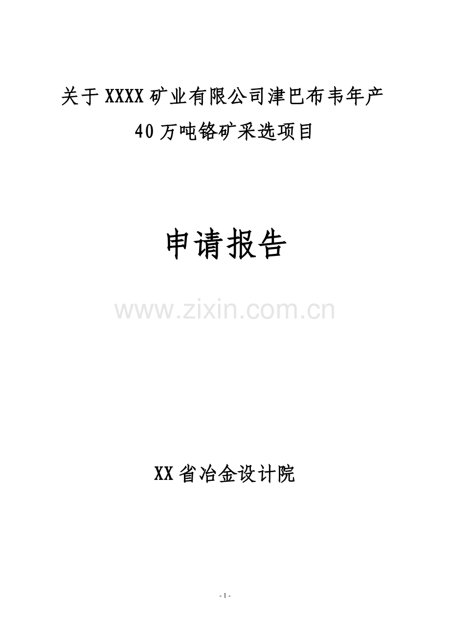 年产40万吨铬矿采选项目可行性研究报告.doc_第1页