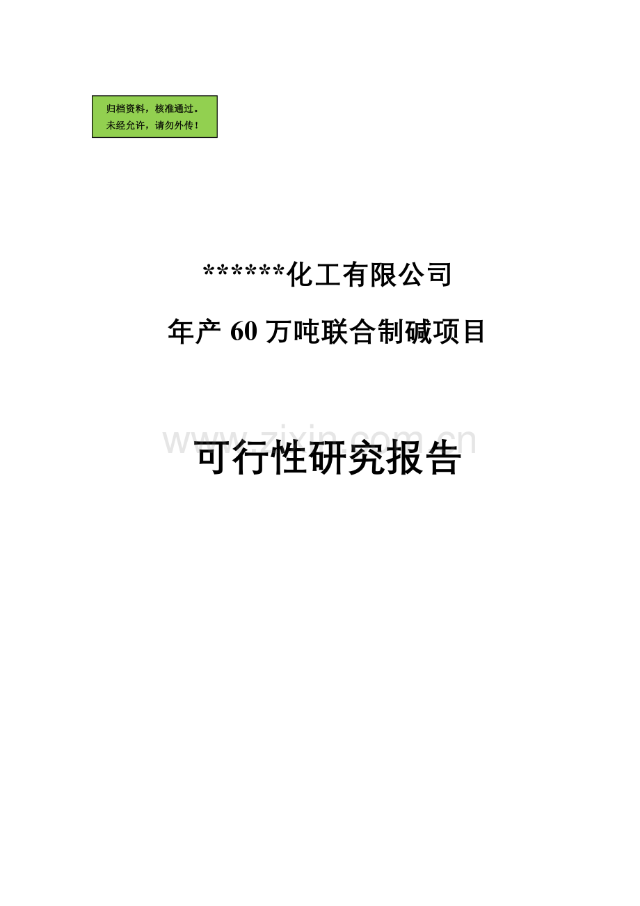 某化工公司年产60万吨联合制碱项目建设可行性研究报告.doc_第1页