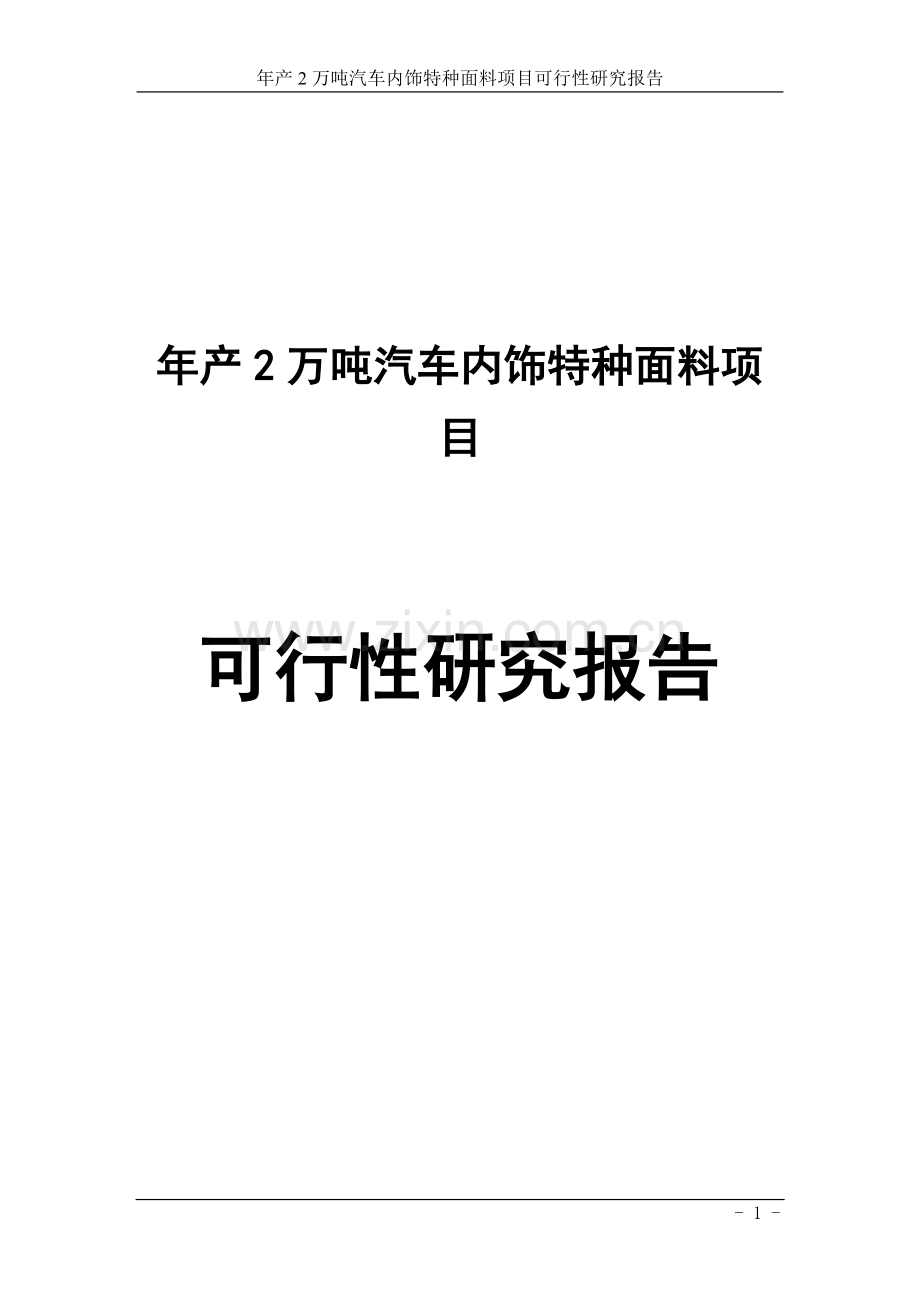 年产2万吨汽车内饰特种面料项目可行性策划书.doc_第1页