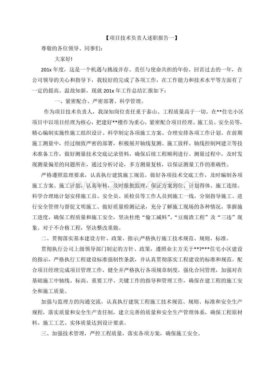 项目技术负责人述职报告一.doc_第1页