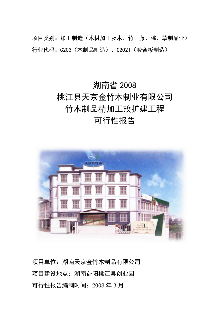 某竹木制品精加工改扩建工程项目可行性研究报告.doc_第1页