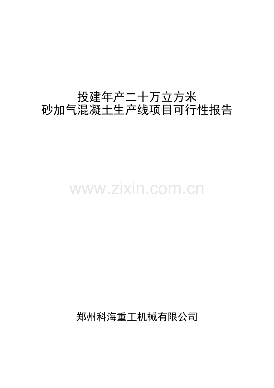 投建年产二十万立方米砂加气混凝土生产线可行性报告.doc_第1页