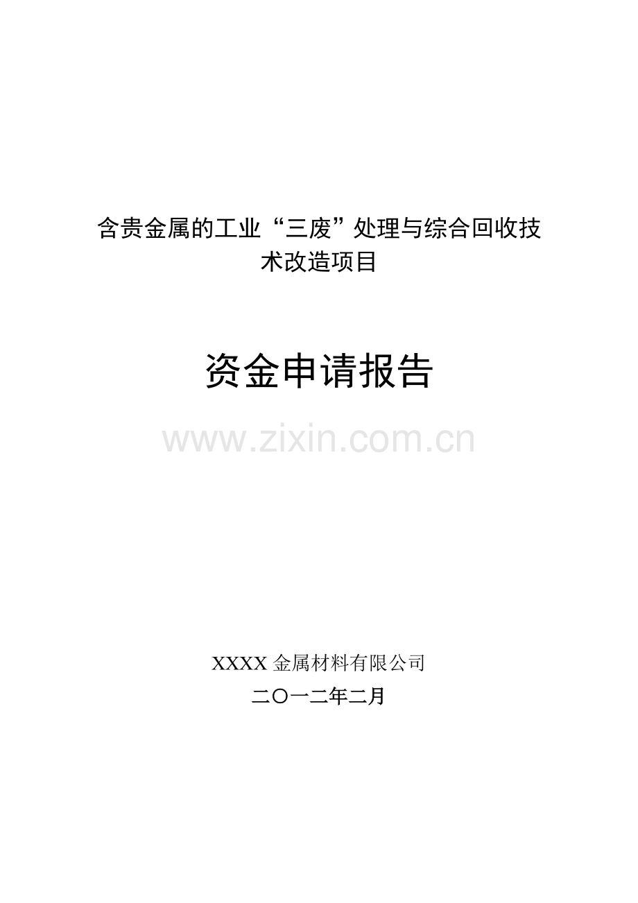 含贵金属的工业三废处理与综合回收技术改造项目资金可行性策划书.doc_第1页