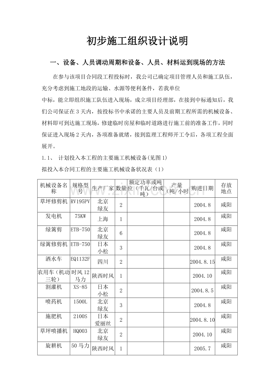 初步施工组织设计说明-学位论文.doc_第1页