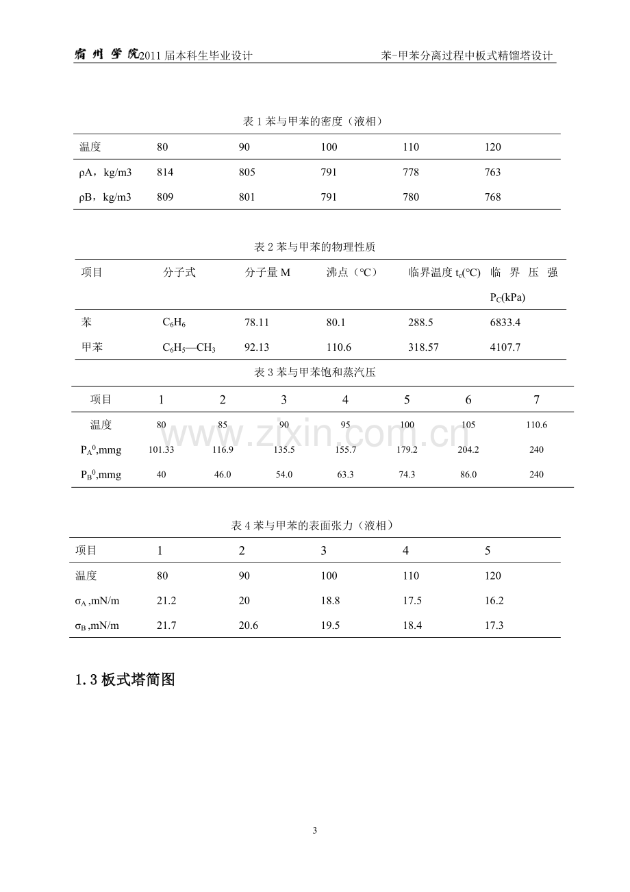 苯甲苯分离过程板式精馏塔设计.doc_第3页