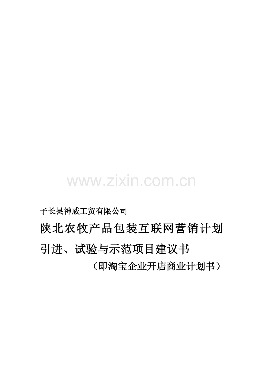 子长县神威工贸有限公司陕北农牧产品包装互联网营销计划(即企业淘宝开店商业计划书)--大学毕业设计论文.doc_第1页