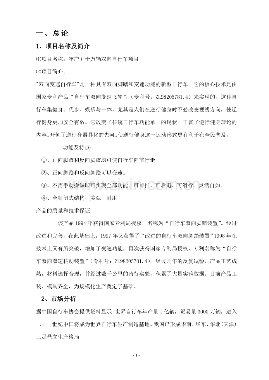 年产50万辆自行车项目可行性策划书.doc_第2页