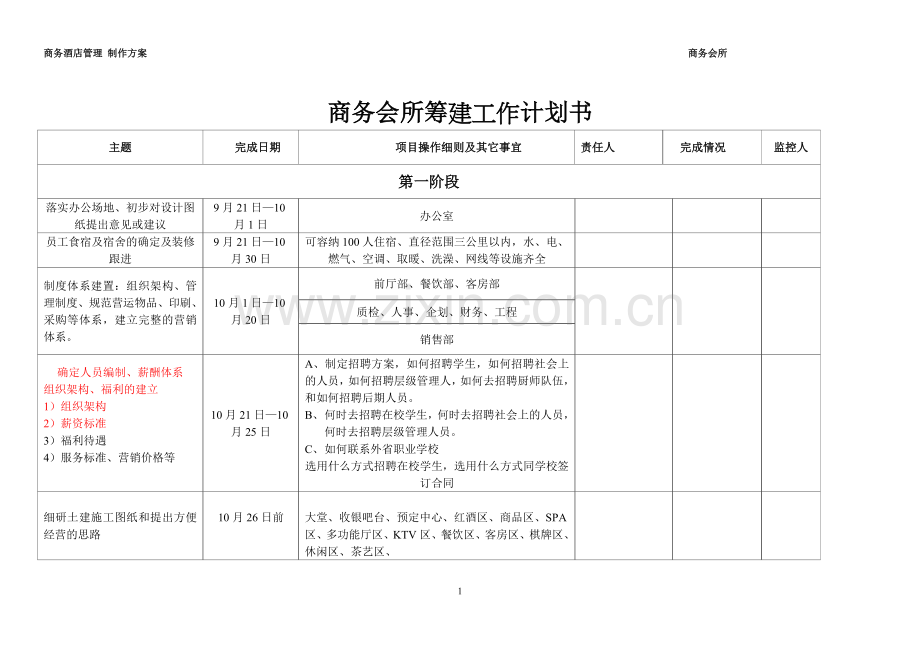 商务会所筹建工作计划书.doc_第1页