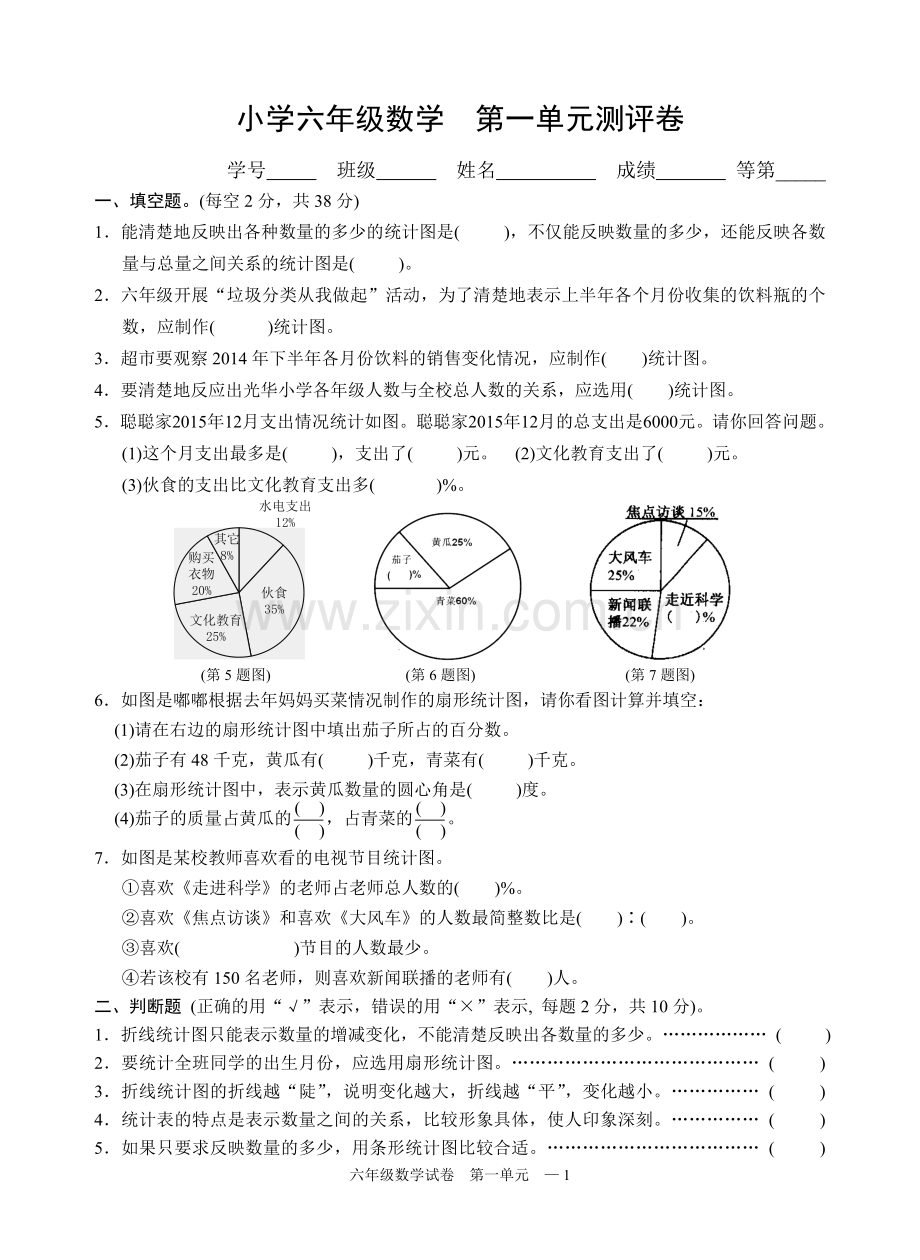 2019年苏教版六年级下册数学第一单元练习卷.doc_第1页