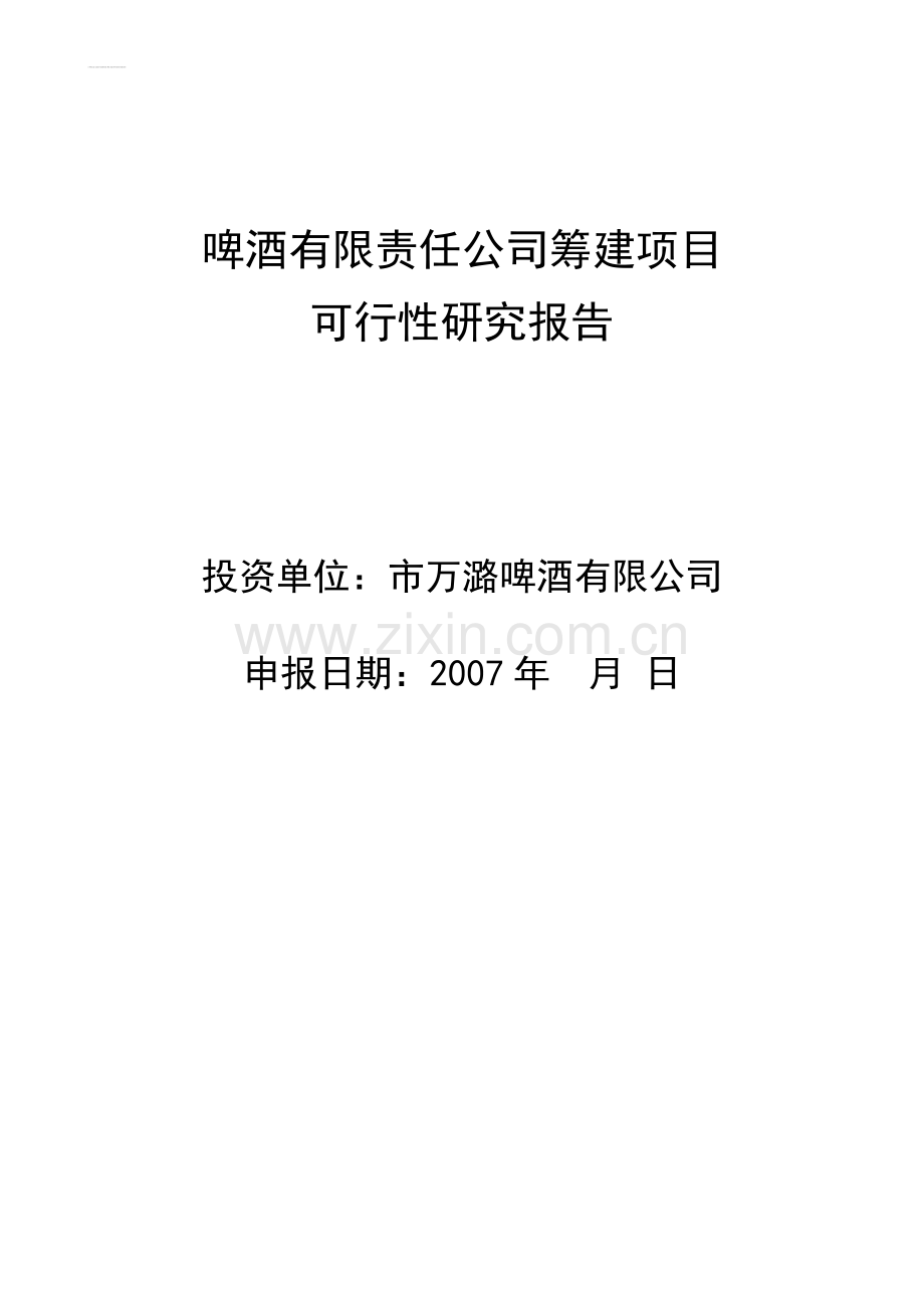 啤酒厂筹建项目申请建设可研报告.doc_第1页