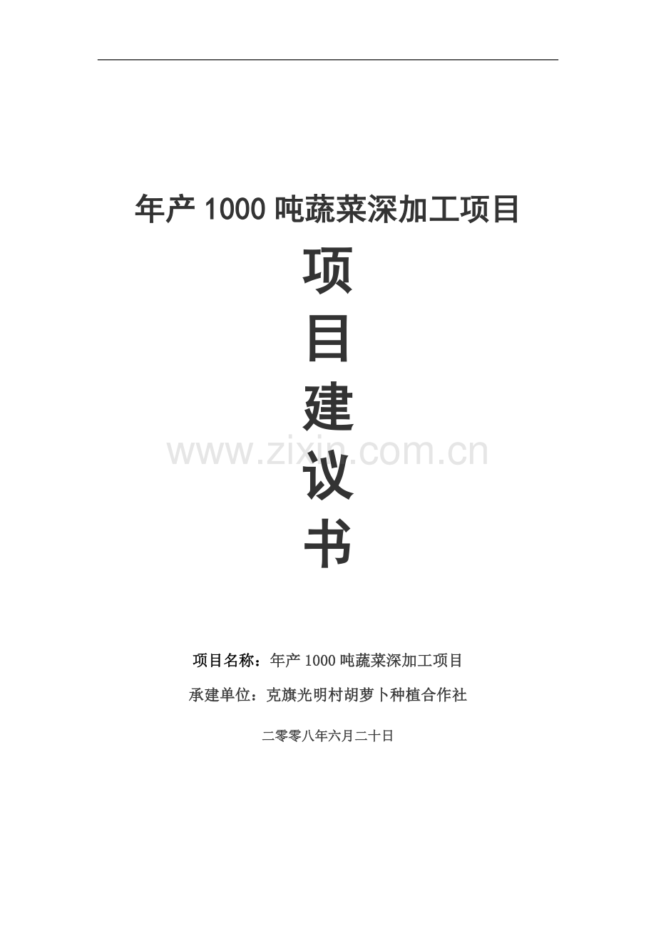 年产1000吨蔬菜深加工项目项目建议书.doc_第1页