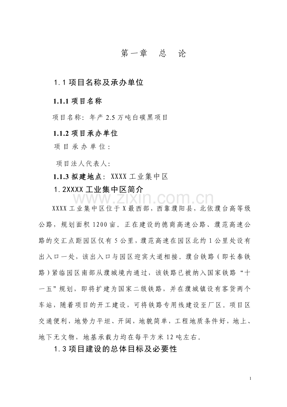 年产2.5万吨白碳黑项目建设投资可行性分析报告.doc_第1页