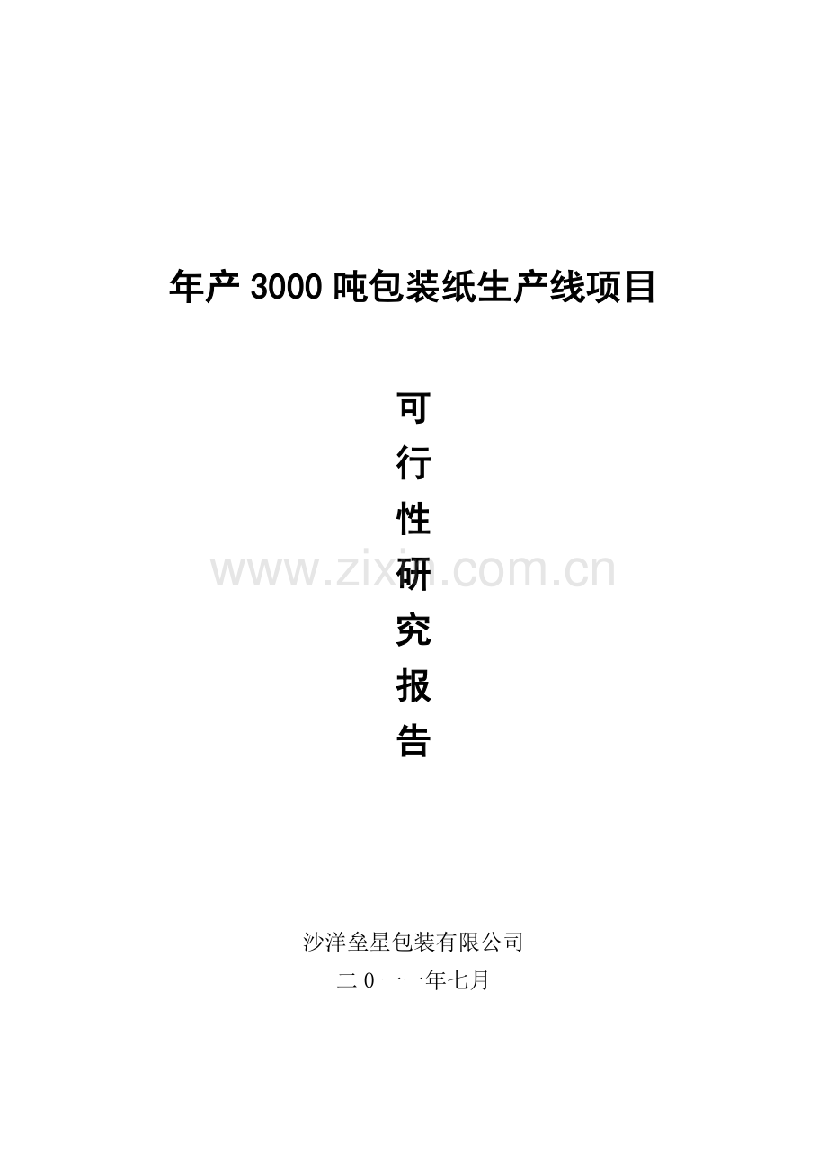 年3000吨包装纸生产线工程投资可行性研究报告.doc_第1页