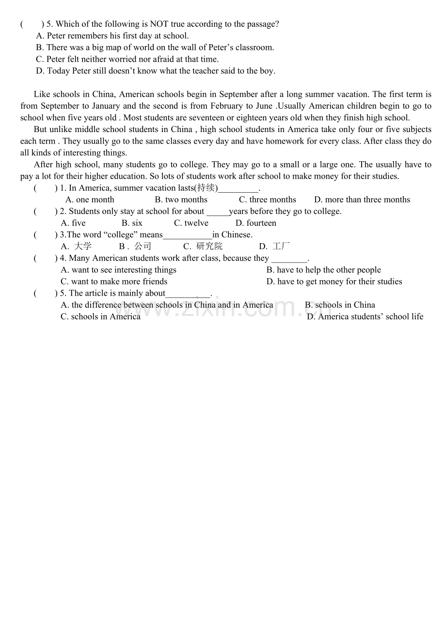 【小升初】六年级英语阅读理解专项练习(-45篇含答案)[1].doc_第3页