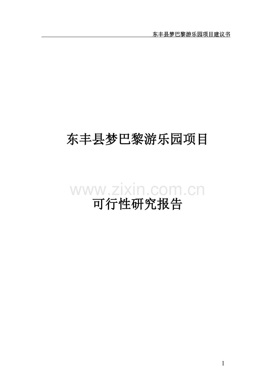 东丰市梦巴黎游乐园项目可行性研究报告.doc_第1页