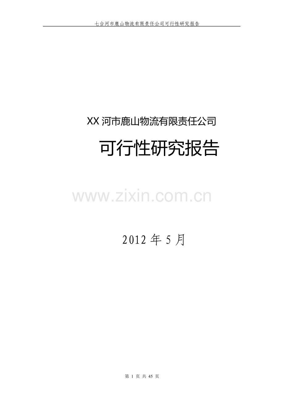 七台河市鹿山物流有限责任公司可行性分析报告.doc_第1页