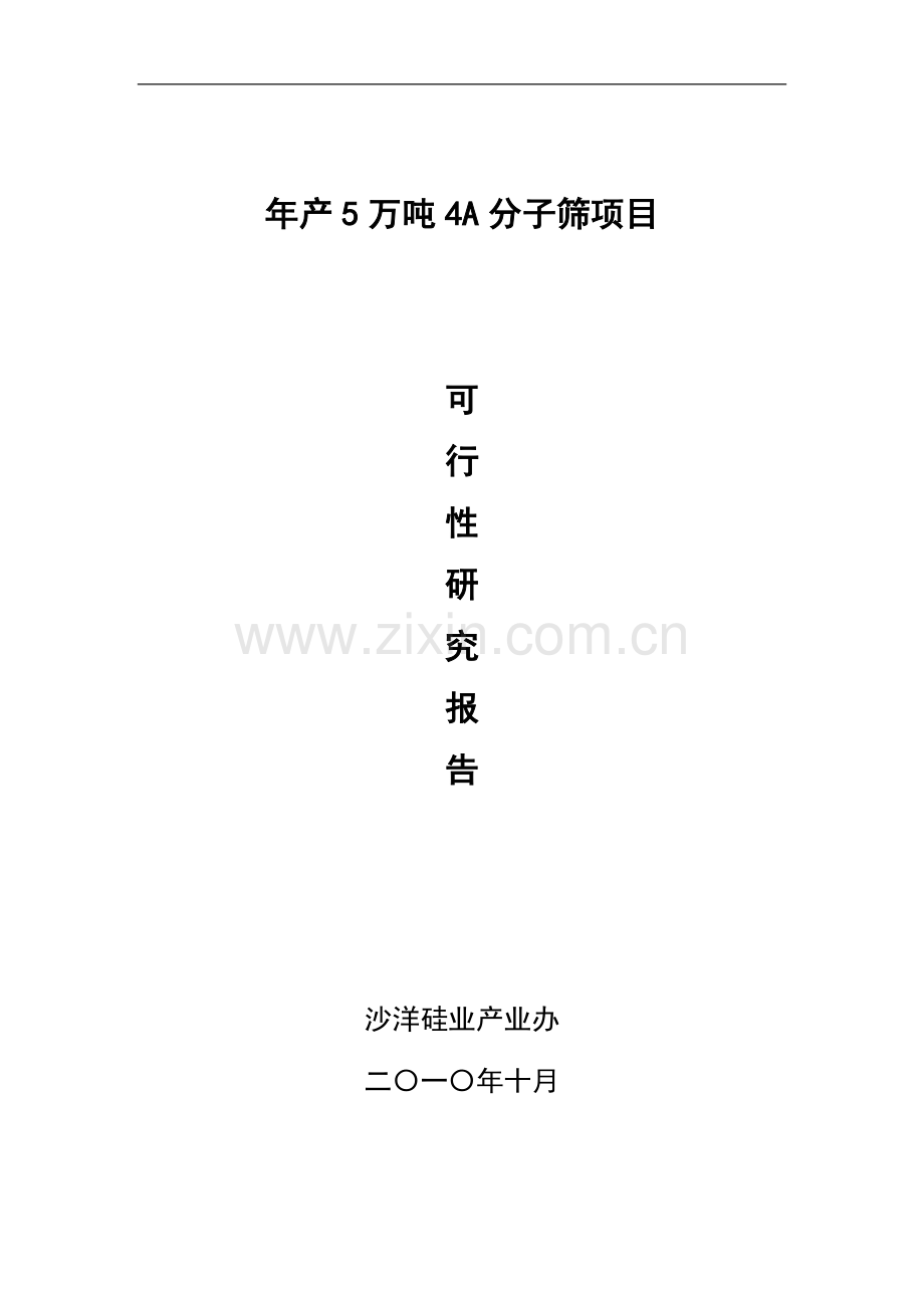 年产5万吨4a分子筛项目可行性论证报告.doc_第1页