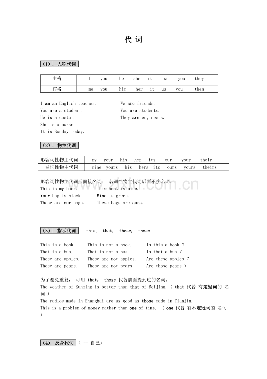 初中英语代词讲解及专项练习.doc_第1页