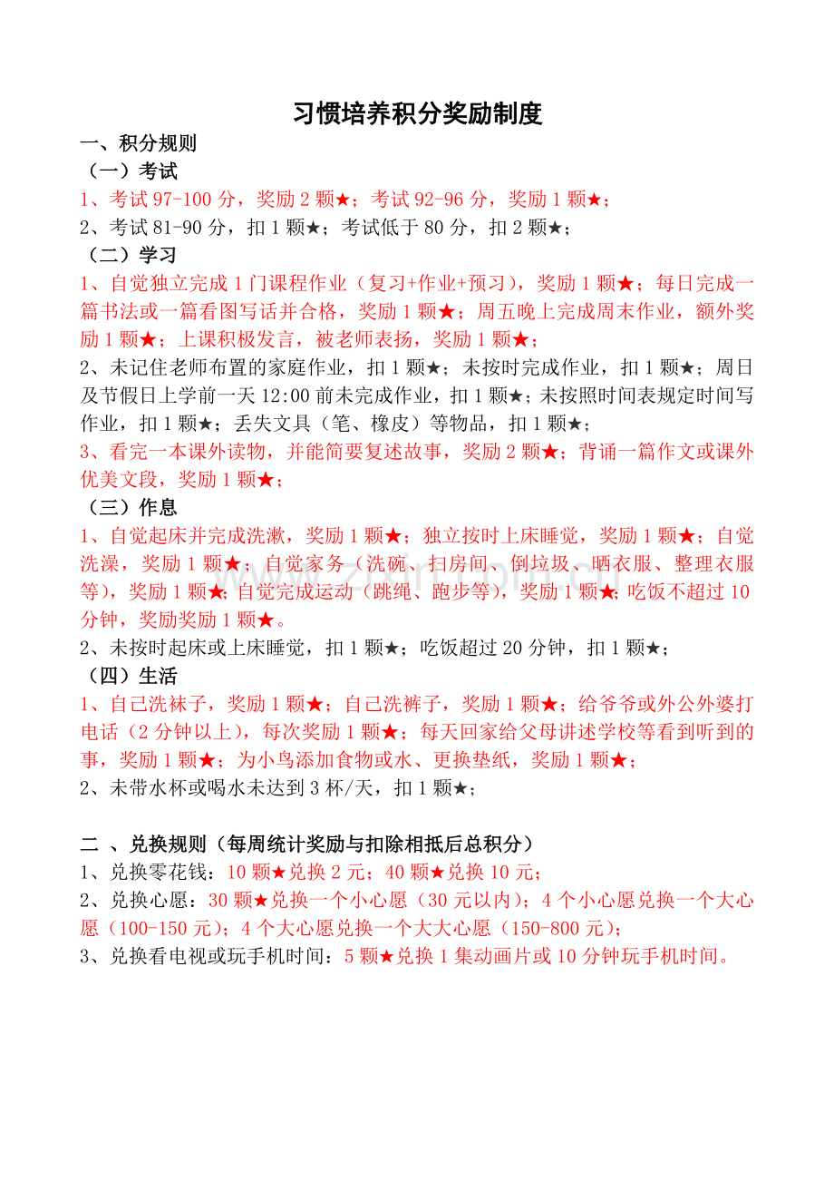 小学生习惯培养积分奖励制度.doc_第1页