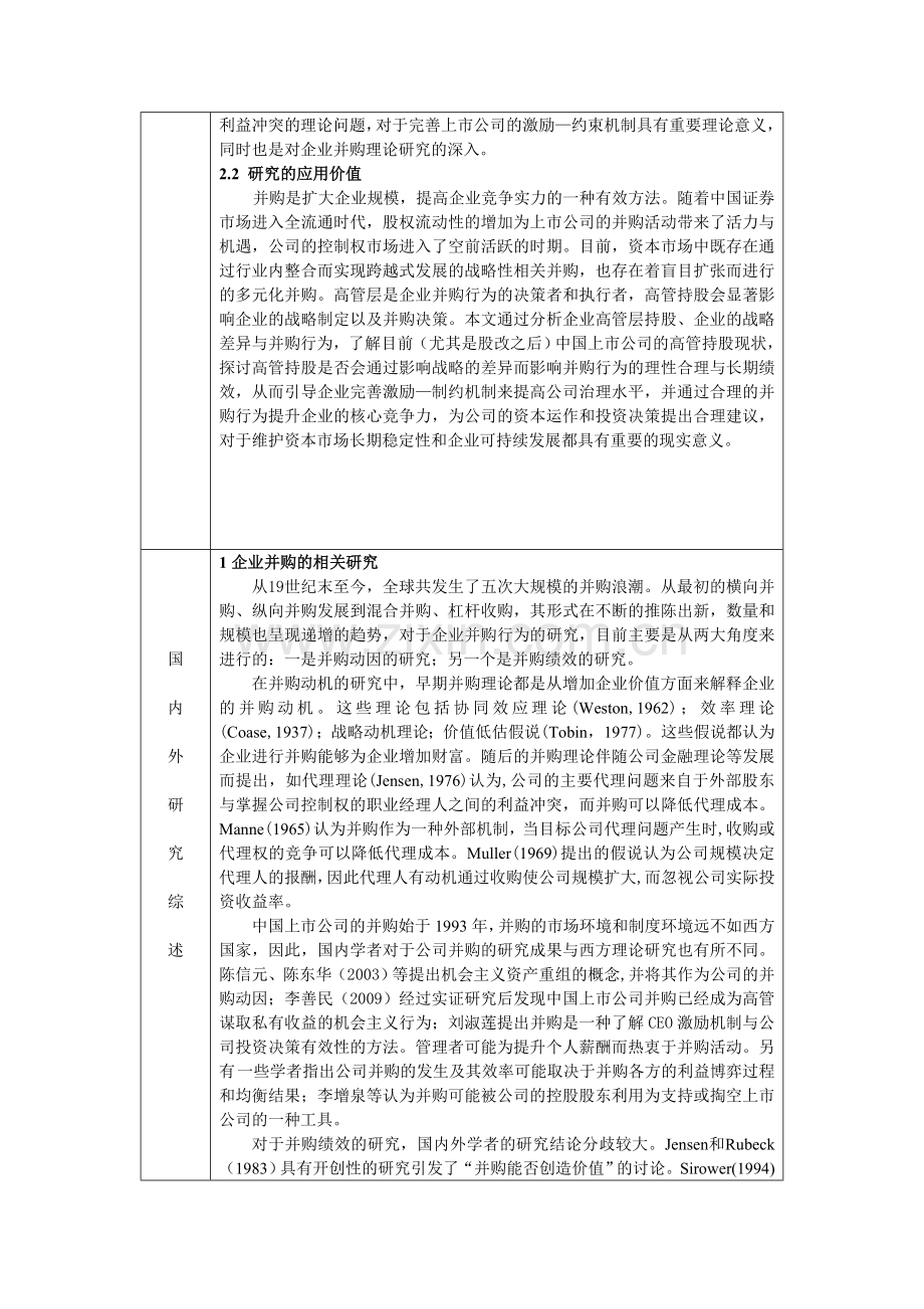 高管持股、战略异质性与公司并购绩效基于中国上市公司样本数据的实证分析开题报告练习题.doc_第3页