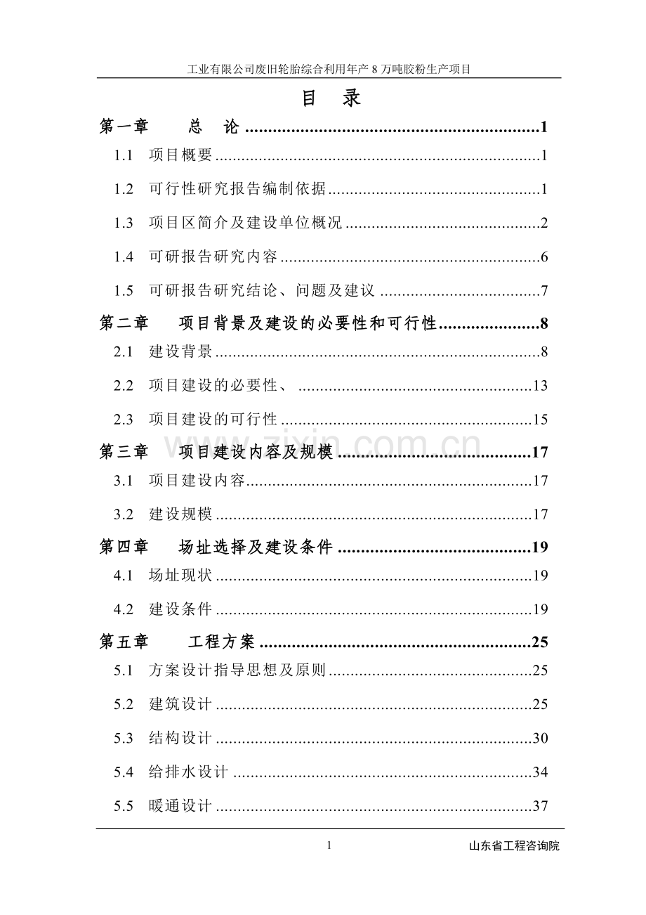 废旧轮胎综合利用年产8万吨胶粉生产项目可行性可行性研究报告.doc_第1页