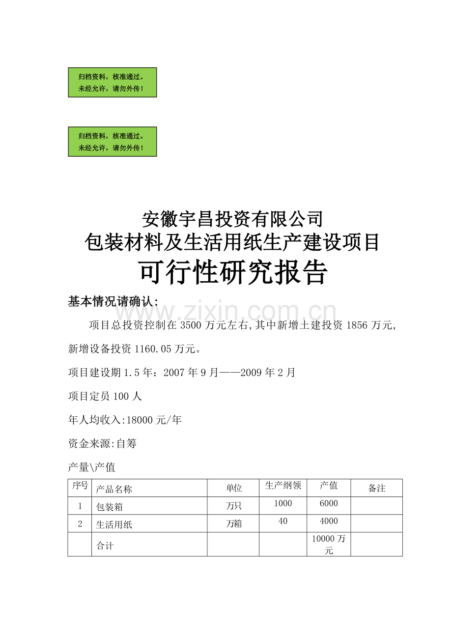 包装材料及纸制品生产建设可行性分析报告.doc_第1页