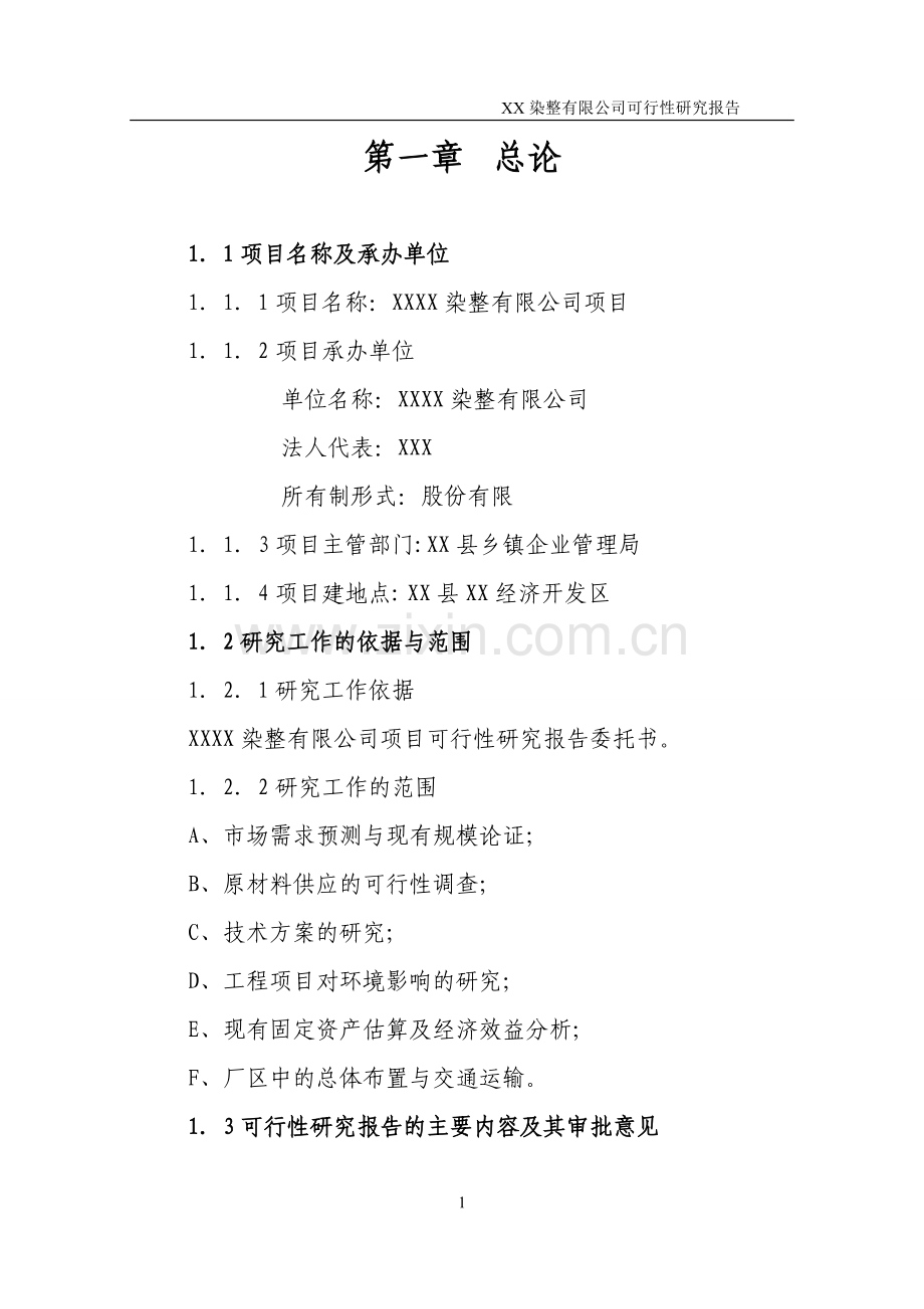 某印染有限公司建设可行性策划书.doc_第1页