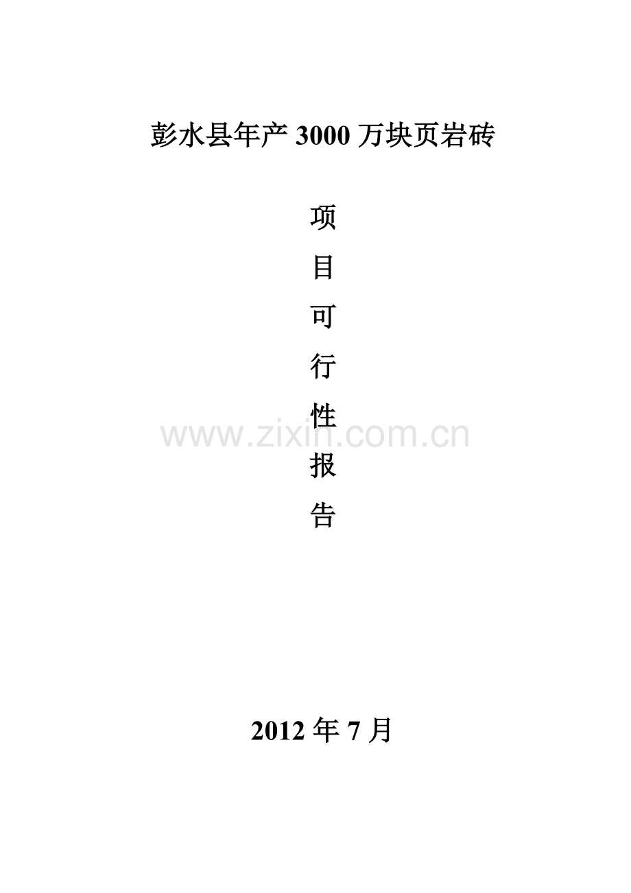 新建年产3000万块页岩烧结砖生产线项目建设可行性研究报告.doc_第1页