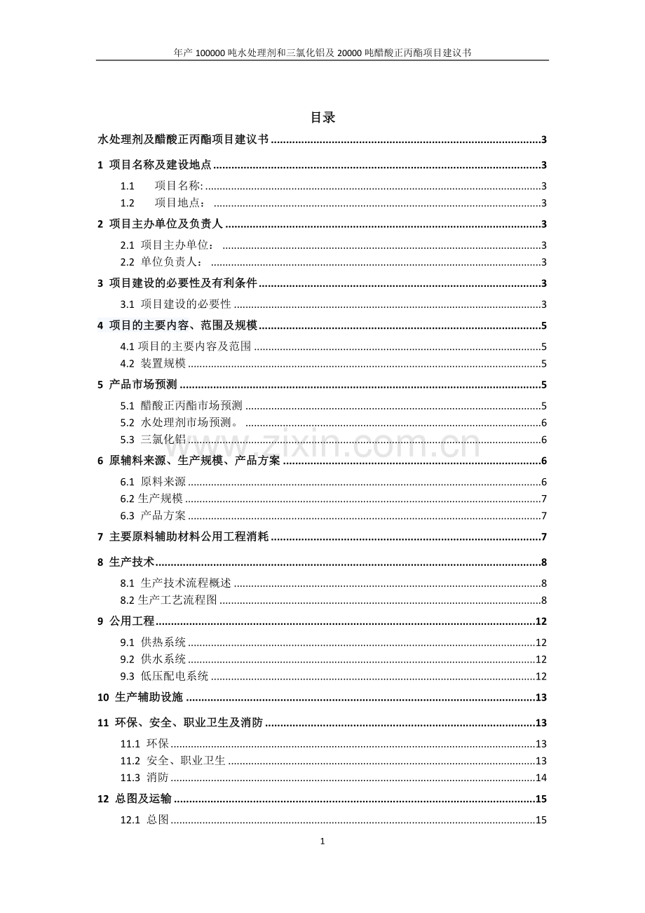 水处理剂、三氯化铝及醋酸正丙酯项目可行性研究报告.doc_第2页