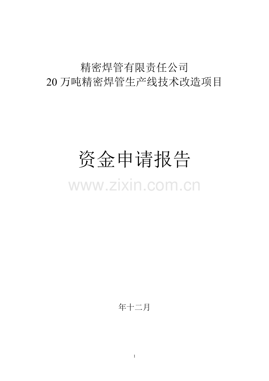 20万吨精密焊管生产线技术改造项目的可行性谋划书.doc_第1页