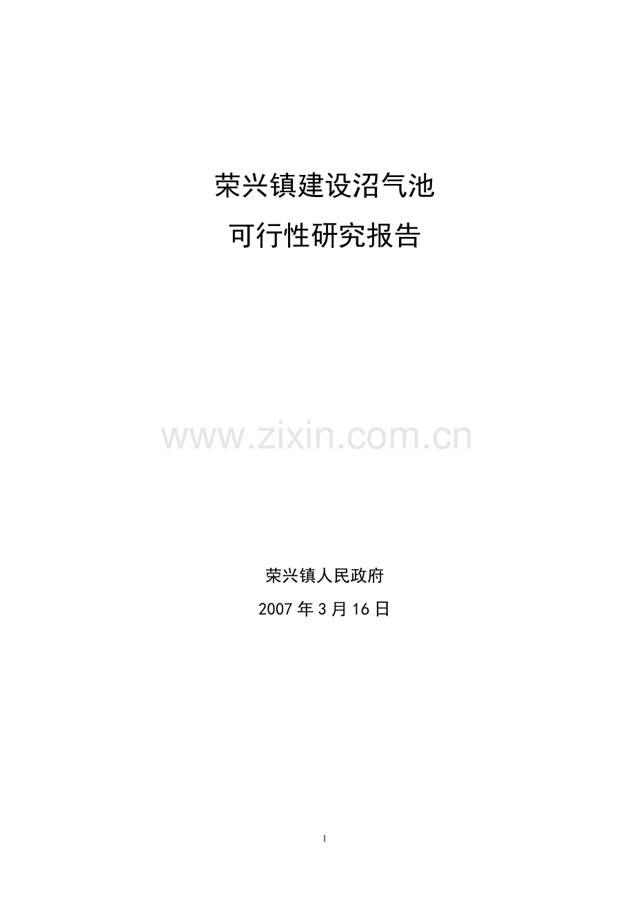 荣兴镇建设沼气池项目可行性研究报告.doc_第1页