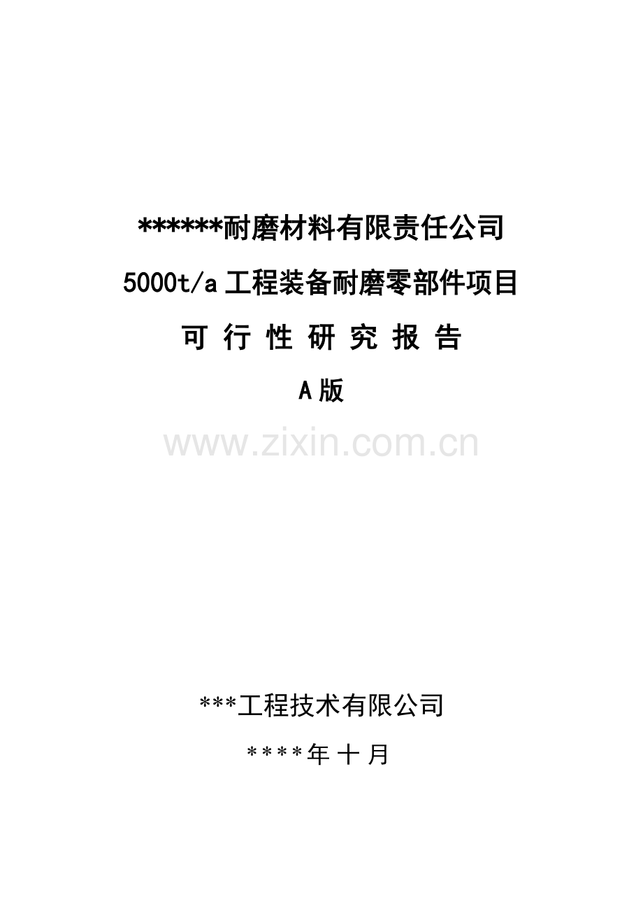 年产5000吨耐磨材料项目可行性论证报告.doc_第1页