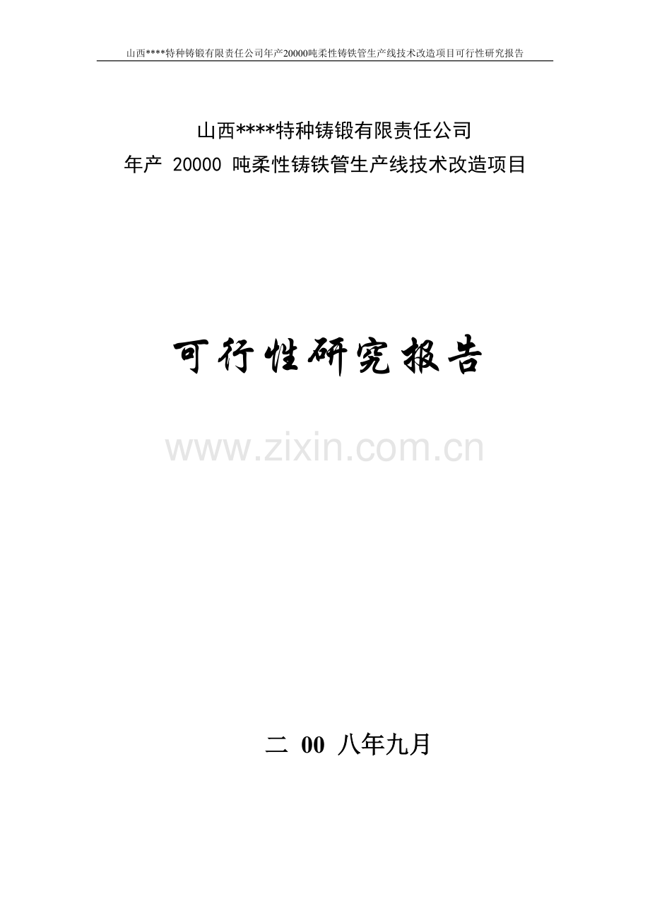 年产-20000-吨柔性铸铁管生产线技术改造项目可行性论证报告.doc_第1页