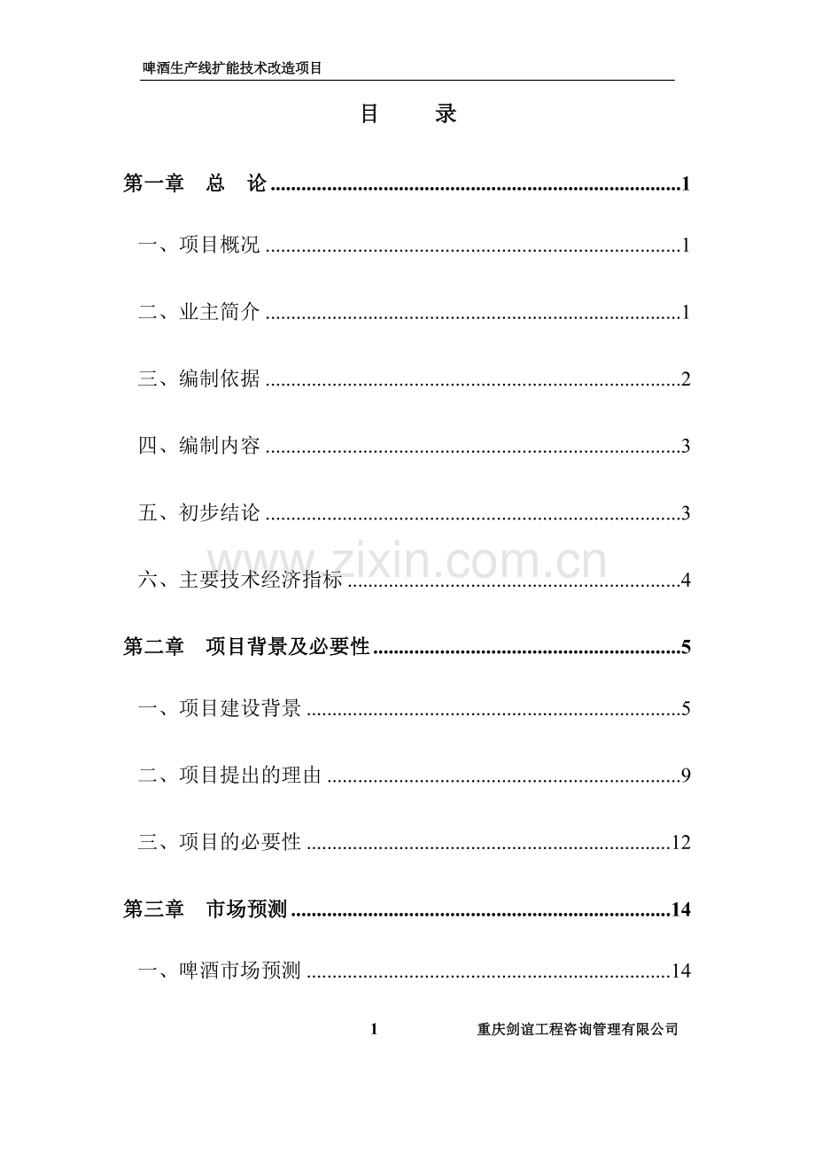 啤酒生产线扩能技术改造可行性策划书.doc_第1页