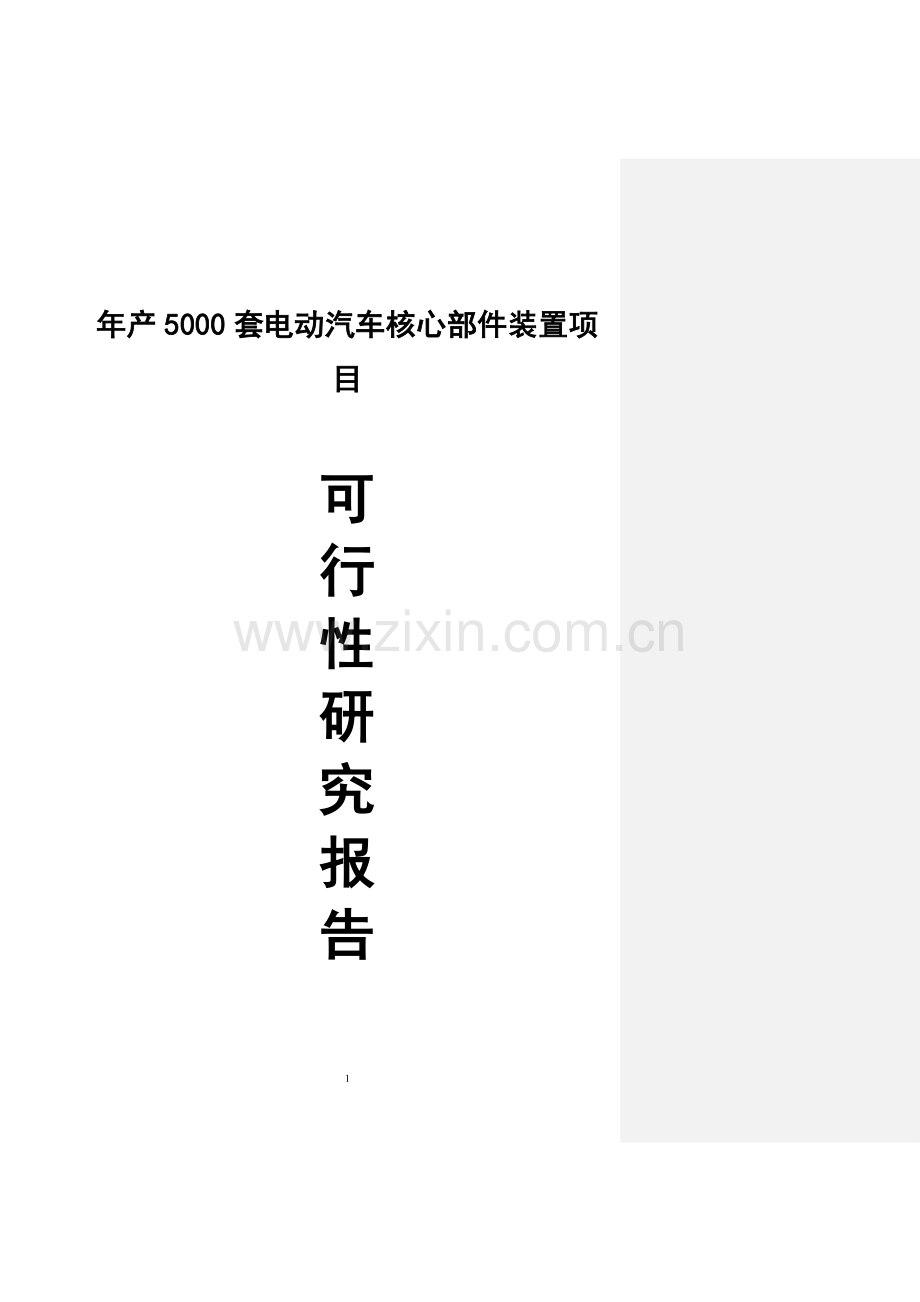 年产5000套电动汽车核心部件装置项目可行性论证报告.doc_第1页