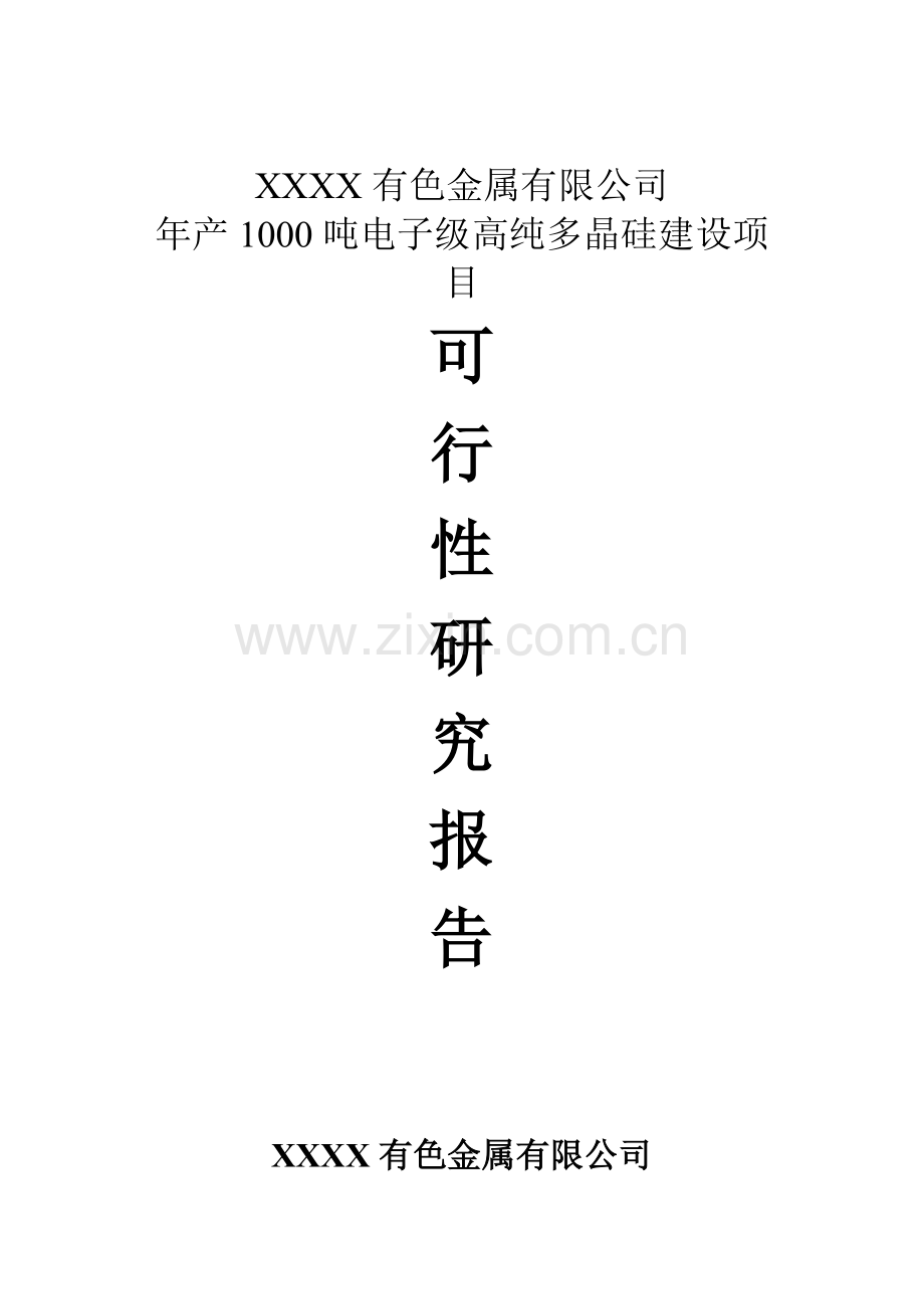 年产1000吨电子级高纯多晶硅项目可行性研究报告书.doc_第1页