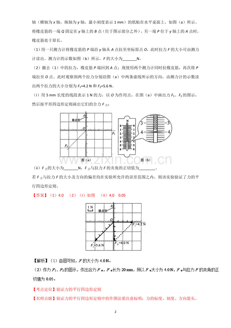 专题12++力学实验-2017年高考题和高考模拟题物理分项版汇编(解析版)+Word版含解析.doc_第2页