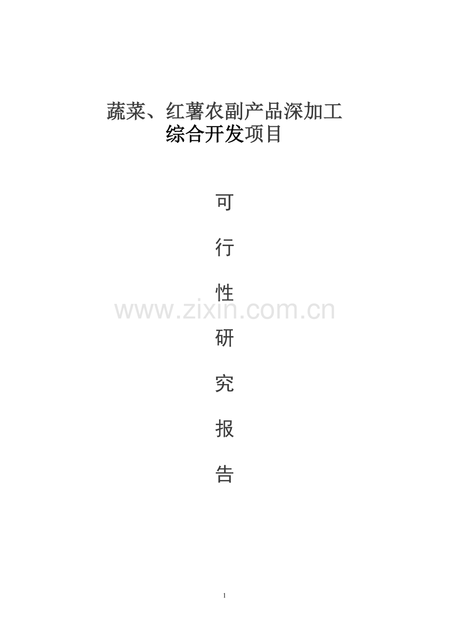 年产3200吨蔬菜、36000吨红薯农副产吕深加工综合开发项目可行性研究报告.doc_第1页