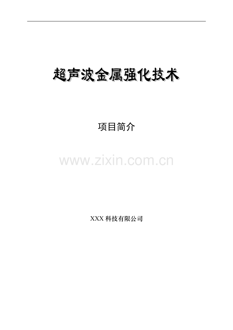 某科技公司超声波金属强化高技术产业项目可行性研究报告-项目可行性分析报告.doc_第1页